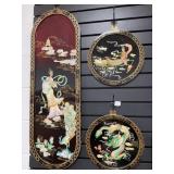 Three Asian-Style Lacquer Wall Panels