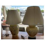 Glass Base Lamps with Floral Designs