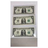 Currency (3) $1 FRN Notes: (2) *Star*ï¿½s & (1)