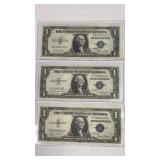 Currency (3) 1935 $1 Silver Certificate Notes