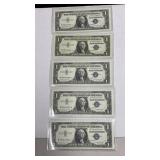 Currency (5) Consecutive #ï¿½s 1957 $1 Silver