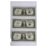 Currency (3) Consecutive #ï¿½s 1957 $1 Silver