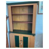 Painted Wood Hutch with Open Shelves and Cabinet