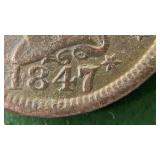 1847 / 47 Large Cent Large 47 over Small 47,