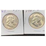 1963, 1963-D Silver Franklin (2) Half Dollars