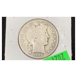 1908-O Silver Barber Half Dollar