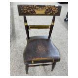 Paint-Decorated Wooden Side Chair with Rush Seat