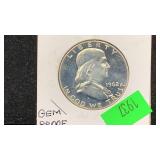 1962 Silver Proof Cameo Franklin Half Dollar