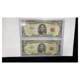 Currency (2) 1963 $5 Red Seal United States Notes