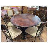 48-Inch Round Wood Table and Six Chairs