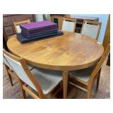 Danish Modern Oval Table with 6 Chairs, Leaves, an