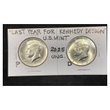 2025-P&D UNC Kennedy Half Dollars