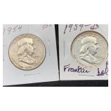 1954, 1954-S Silver Franklin (2) Half Dollars
