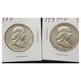 1959, 1959-D Silver Franklin (2) Half Dollars