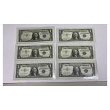 Currency (6) Consecutive #ï¿½s 1957 $1 *Star*