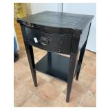 Black Painted Wood Stand with Lower Shelf