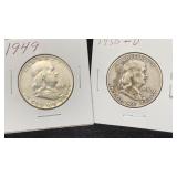 1949, 1950-D Silver Franklin (2) Half Dollars