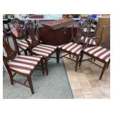 Mahogany Drop-Leaf Table With 3 Leaves and 6 Chair