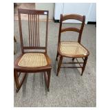 Two Wooden Chairs with Cane Seats