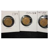 1909, 1909 VDB, 1934-D Lincoln (3) Cents