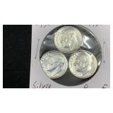 1958, 1959, 1961 Silver Proof  Roosevelt (3)