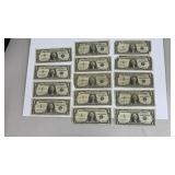 Currency (14) 1957 $1 Silver Certificate Notes
