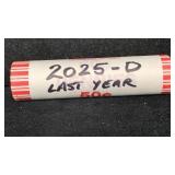 Last Year UNC Roll 2025-D Lincoln Cents