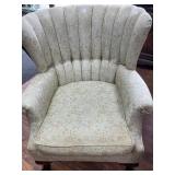 Upholstered Wingback Chair With Carved Legs