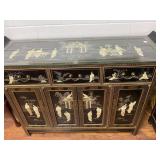 Black Lacquer Sideboard with Glass Top, 52 in Wide
