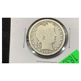 1900 Silver Barber Quarter