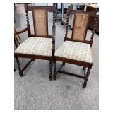 Barley Twist chairs with Caned Backs and Upholster
