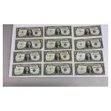 Currency (12) 1957 $1 Silver Certificate Notes
