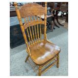 Wooden Spindle-Back Dining Chair with Carved Backr