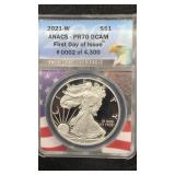 2021-W ANACS PR70 DCAM Proof Silver Eagle 1oz