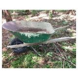 Green Metal Wheelbarrow with Single Pneumatic Whee