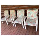 Four Metal Patio Chairs with Floral Cushions