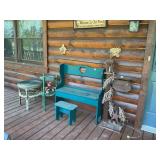 Wooden Bench with Decorative Heart Cutout