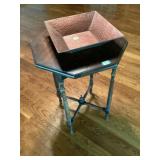 Octagonal Side Table With Hammered Copper Bowl