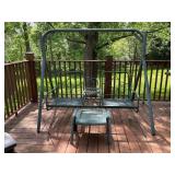 Metal Outdoor Swing with Decorative Backrest
