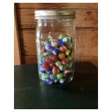 Glass Marbles in a Mason Jar