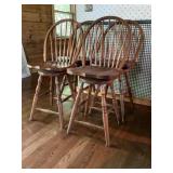 4 Swivel Wood Spindle-Back Chairs