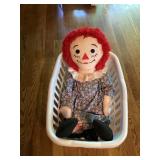 Raggedy Ann Cloth Doll with Embroidered Heart