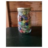 Glass Marbles in Clear Mason Jar with Metal Lid