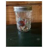 Glass Heart-Shaped Decorative Stones in Jar