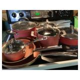 Nonstick Red Cookware With Glass Lids