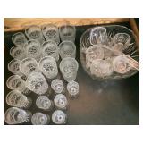 Cut Glass Stemware and Punch Bowl Set
