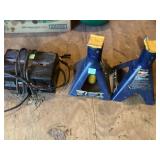 Solar Battery Charger and Pair of Jack Stands