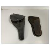 Two Leather Gun Holsters, Vintage Style