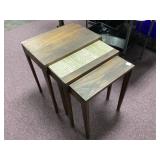 Wooden Nesting Tables with Laminate Accent (Set of