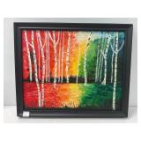 Framed Acrylic Birch Tree Landscape Painting, Kay